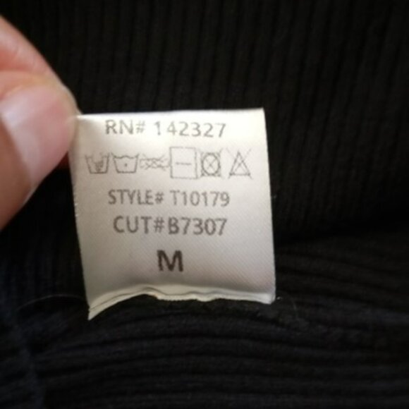 Top With Rhinestone Fringe Hem Black Ribbed Long-Sleeve Womens - Picture 4 of 9